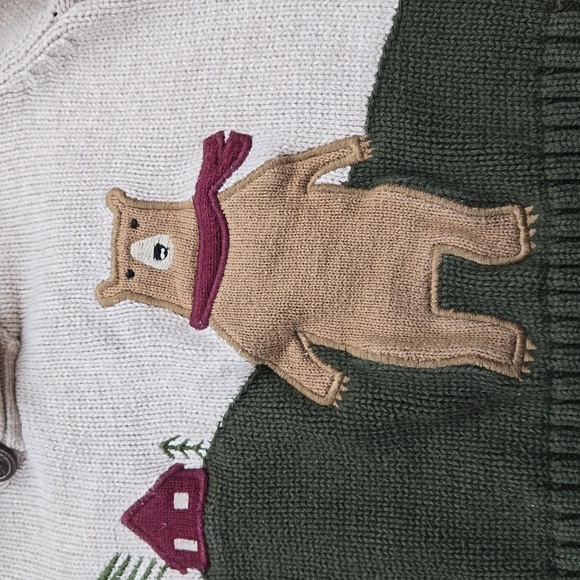 Gymboree boys 18-24m bear in scarf by cabin sweater fall happy winter tree cute - Picture 2 of 6